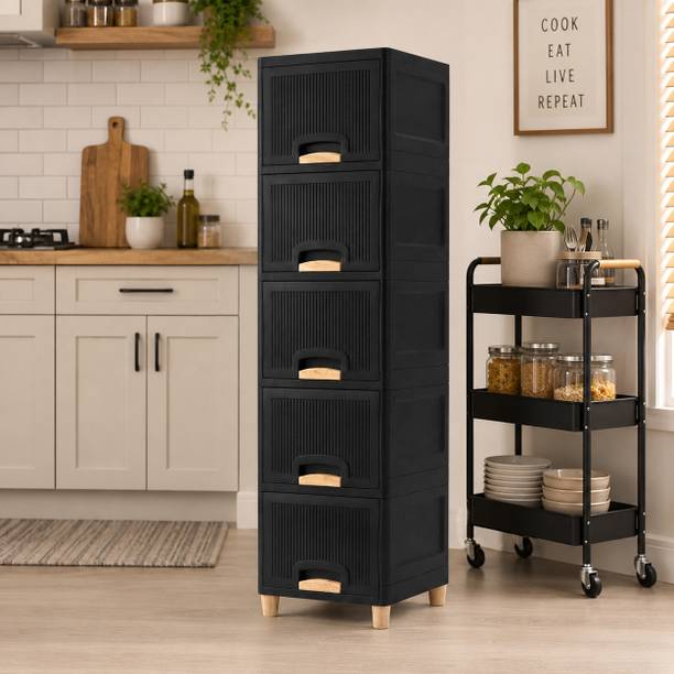MAXTID Modern Balcony Storage Tower with Multiple Drawers for Easy Organization Plastic Free Standing Sideboard