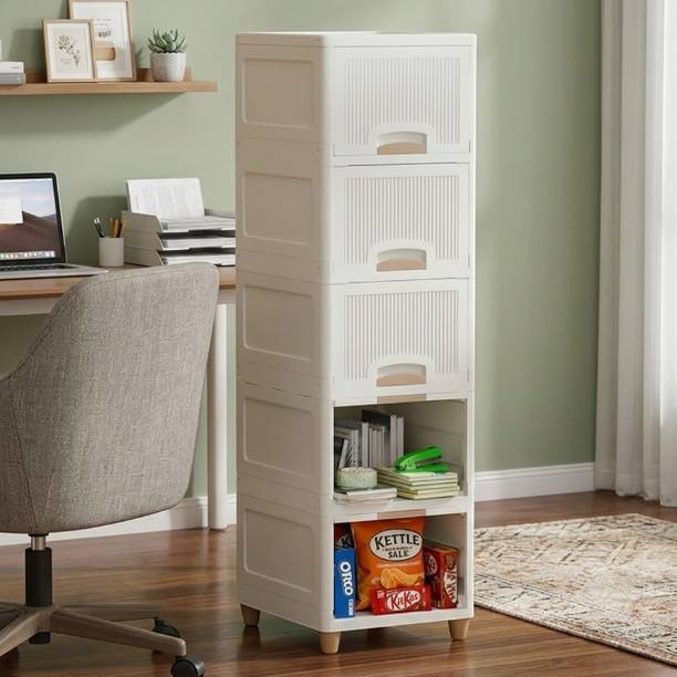 NESTWARE PLASTIC INDUSTRY 5-Layer Plastic Storage Cupboard | Multipurpose Organizer Cabinet Plastic Free Standing Cabinet