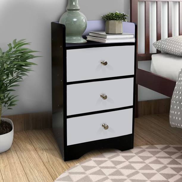 KAWACHI Sofa Side Bedside Table Cabinet Bed Side Table with 3 Drawers Engineered Wood Free Standing Chest of Drawers