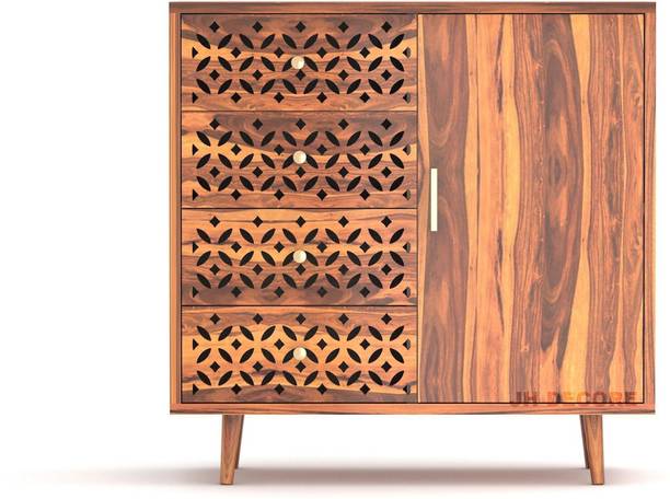 Jh Decore Solid Sheesham Wood CNC Design Sideboard/ Cabinet For Living Room || Solid Wood Free Standing Sideboard