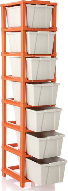 Vallaree 7 Layer Plastic Modular Storage Drawer Organizer Plastic Free Standing Chest of Drawers