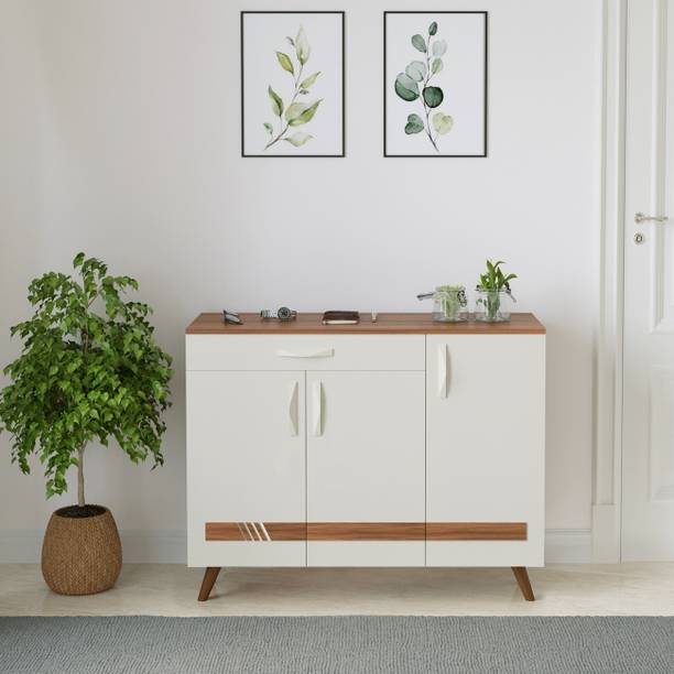 BLUEWUD Kaspen 3 Door Shoe Rack With Storage Shelves for Hall Living Room Home Furnitrue Engineered Wood Free Standing Cabinet