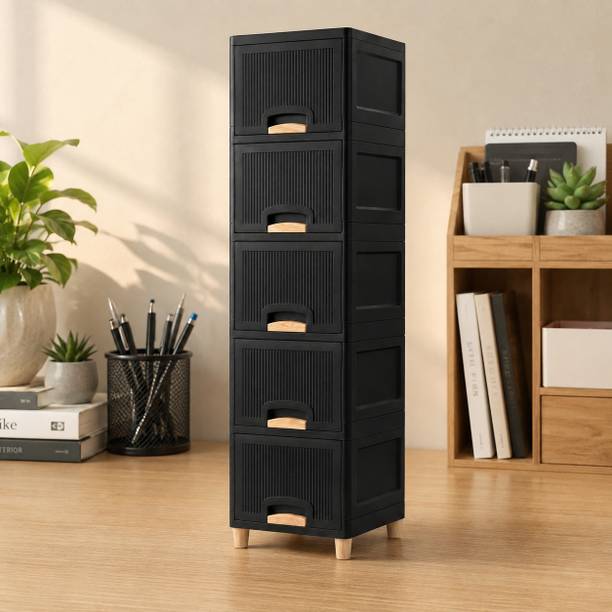 Viseman Tall Drawer Storage Unit for Living Room Accessories and Daily Essentials Plastic Crockery Cabinet