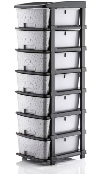Flipkart SmartBuy 7 Plastic Modular Transparent Drawer System for Home, Office, Hospital, Parlor Plastic Free Standing Chest of Drawers