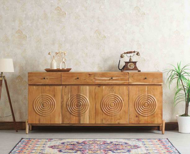Woodefly Italy Large Wooden Sideboard cabinet- 4 Doors and Drawers Solid Wood Free Standing Sideboard