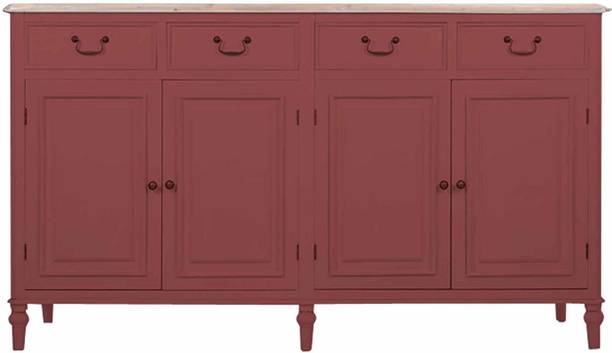 APRODZ Solid Wood Cancun Storage Sideboard Cabinet with 4 Door and 4 Drawer Solid Wood Free Standing Cabinet