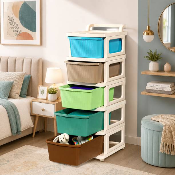 Hekvin 2 Tier Rolling Storage Trolley Plastic Free Standing Chest of Drawers