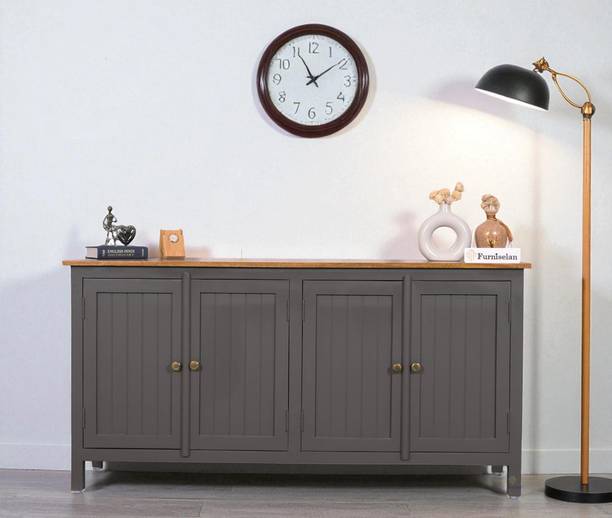 Woodefly Woodefly Solid Mango Wood Sideboard Cabinet- 4 Doors Solid Wood Free Standing Sideboard
