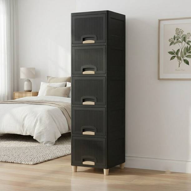 Suptikes Slim Home Storage Cabinet for Accessories, Supplies and Daily Essentials Plastic Free Standing Sideboard
