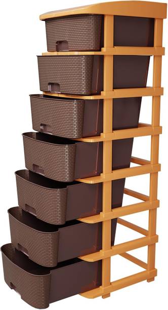 ALCY 7 Layer Plastic Modular Drawer Organizer Plastic Free Standing Plastic Free Standing Chest of Drawers