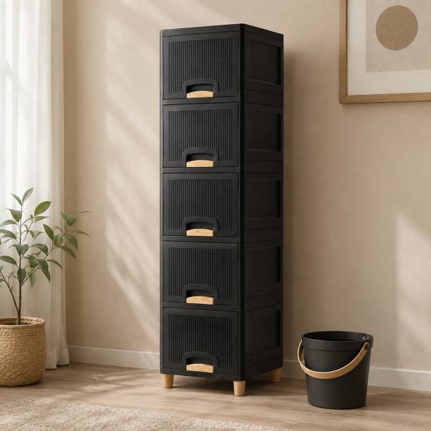 ZUDAZ Space Saving Office Cabinet with Drawers for Stationery and Accessories Plastic Crockery Cabinet