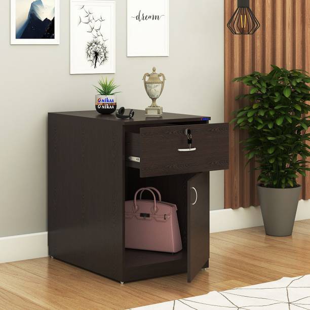 Anikaa Pedexa 1 Drawer Pedestal with Storage Cabinet & Key-Lock | Office & Living Room Engineered Wood Free Standing Chest of Drawers