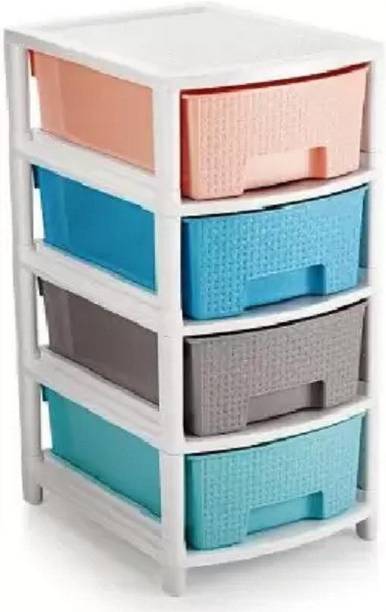 SIDDHESHWAR TRADING Modular 4 Layer Drawer Storage Organizer for Home/Bedroom and Kitchen ( Multi ) Plastic Free Standing Cabinet