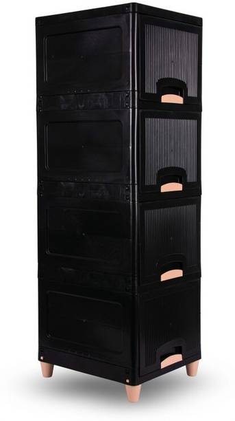 Zeekty 4 Layer Heavy Duty Plastic Storage Drawer with Wheels | Modular Cabinet for Home Plastic Free Standing Chest of Drawers