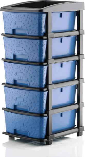 Flipkart SmartBuy 5 Plastic Modular Transparent Drawer System for Home, Office, Hospital, Parlor Plastic Free Standing Chest of Drawers