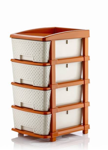 PALAK 4 Plastic Modular Transparent Drawer System for Home, Office, Hospital, Parlor Plastic Free Standing Chest of Drawers