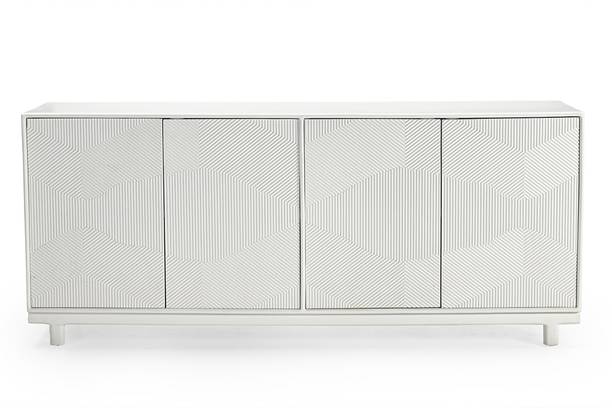 Fine Kraft INC Vintage Solid Wood Hexham Sideboard with Doors & Push Mechanism for Living Room Solid Wood Free Standing Sideboard