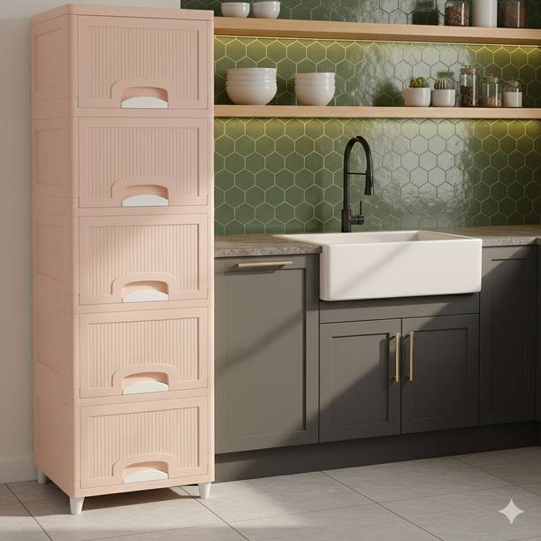 MAXTID 5 Layer Pink Compact Organizer Rack for Hospital Equipment and Supplies Plastic Free Standing Cabinet