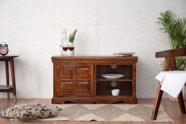 Furnishilp Solid Sheesham Wood Sideboard | Wooden Sideboard for Home Organization Solid Wood Free Standing Sideboard