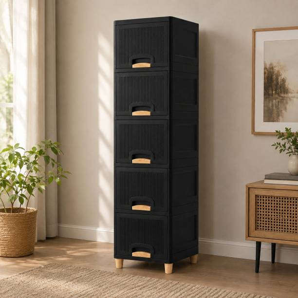 JAINPET Space Saving Tall Storage Cabinet with Drawers for Every Room Plastic Free Standing Sideboard