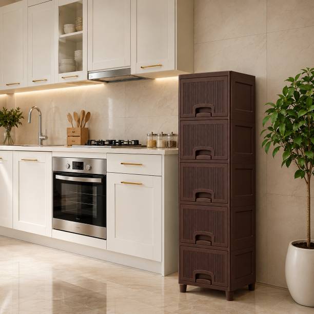 Aastha 5 Tier Drawer Storage Cabinet for Bedroom and Living Room Plastic Free Standing Cabinet
