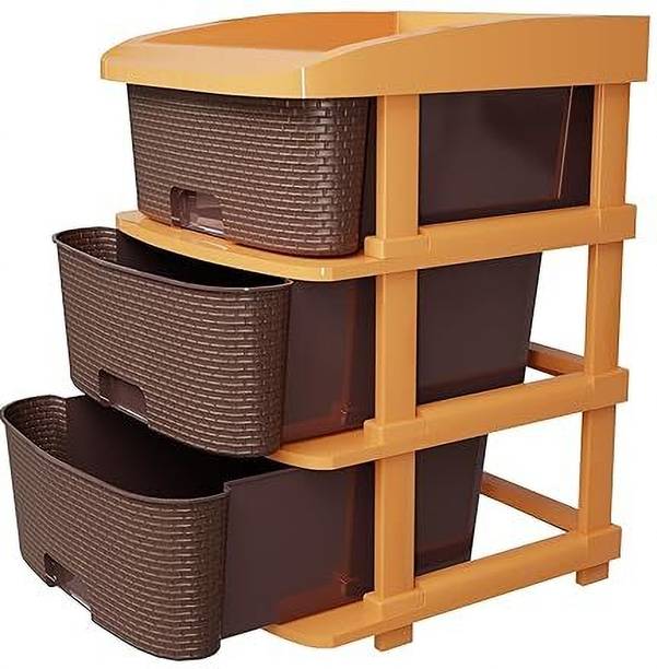 TEX-RO 3 Layer Plastic Modular Drawer Organizer Plastic Free Standing Chest of Drawers