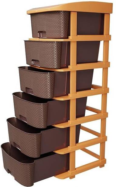 TEX-RO 6 Layer Plastic Modular Drawer Organizer Plastic Free Standing Chest of Drawers