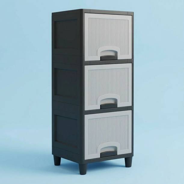 MAXTID 5 Layer White Super Cabinet Modular Drawer for Office & school Plastic Free Standing Cabinet