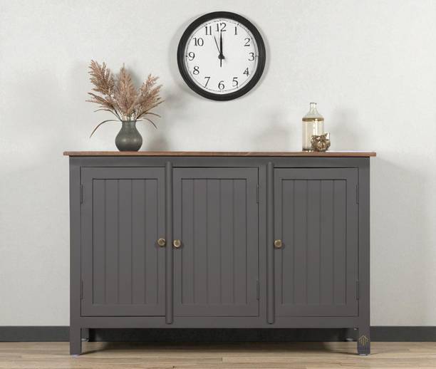 Woodefly Woodefly Solid Mango Wood Sideboard Cabinet- 3 Doors Solid Wood Free Standing Sideboard