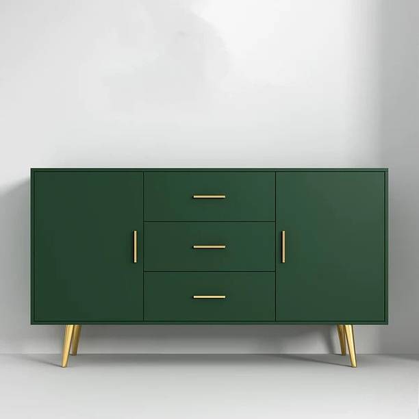 KDINTERIORS Green & Gold Luxurious Buffet with Modern Design Engineered Wood Free Standing Sideboard
