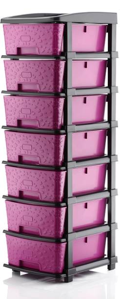 PALAK 7 Plastic Modular Transparent Drawer System for Home, Office, Hospital, Parlor Plastic Free Standing Chest of Drawers
