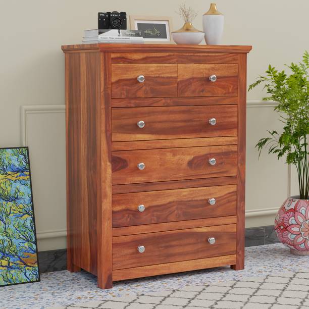 Krishna Wood Decor Solid Wood 6 Drawer Cabinet | Wooden Storage Chest with Drawer for Bedroom | Solid Wood Free Standing Chest of Drawers