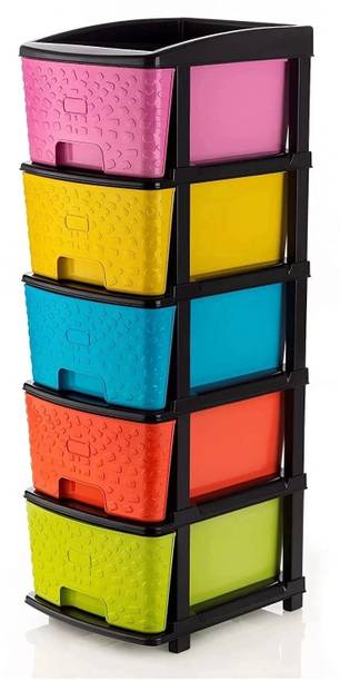 PALAK 5 Plastic Modular Transparent Drawer System for Home, Office, Hospital, Parlor Plastic Free Standing Chest of Drawers