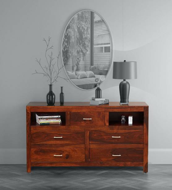 TRUE FURNITURE Sheesham ( Rosewood ) 2 Self And 5 Drawer Solid Wood Free Standing Sideboard