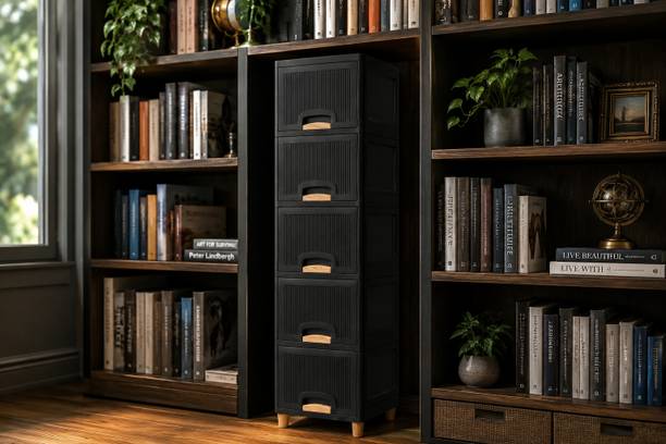 MAXTID Tall Drawer Storage Cabinet for Household Essentials and Daily Items Plastic Crockery Cabinet
