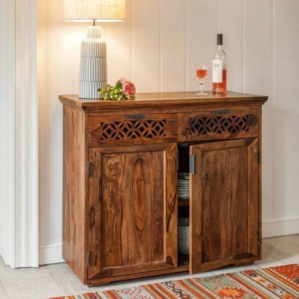 WOODSTAGE Sheesham Wood Sideboard Storage Cabinet Console Table with Drawers Solid Wood Free Standing Cabinet