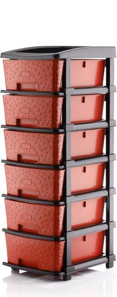 KAVIRA STONE_6XL_RED Plastic Free Standing Chest of Drawers