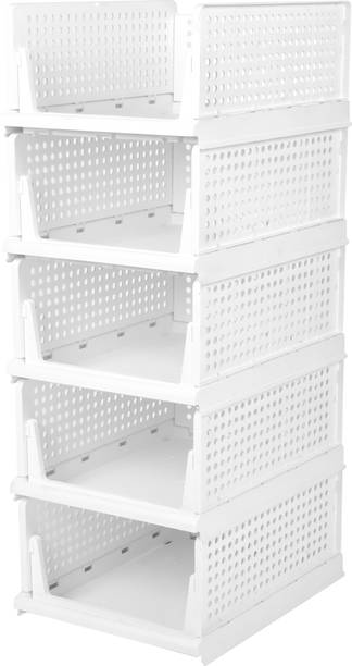 Finner Plastic Foldable and Stackable Closet Drawer Organizer for Clothes (Pack of 5) PVC Collapsible Wardrobe