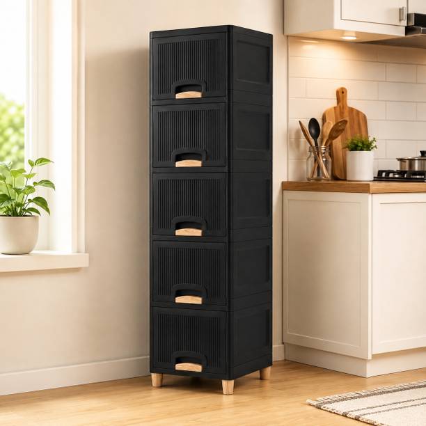 Viseman Tall Multi Purpose Bathroom Cabinet with Drawers for Smart Organization Plastic Kitchen Cabinet