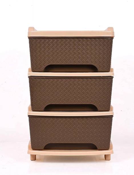 YUIOP - Organiser 3 Drawers Multipurpose Cabinet - Durable - For Kitchen, Office Plastic Free Standing Chest of Drawers