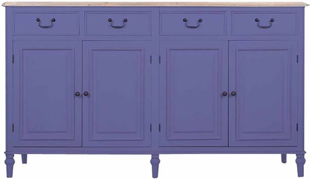 APRODZ Solid Wood Cancun Storage Sideboard Cabinet with 4 Door and 4 Drawer Solid Wood Free Standing Cabinet