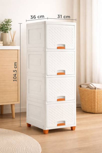Vallaree 4 Layer Drawer Storage Organizer Multipurpose Plastic Free Standing Cabinet