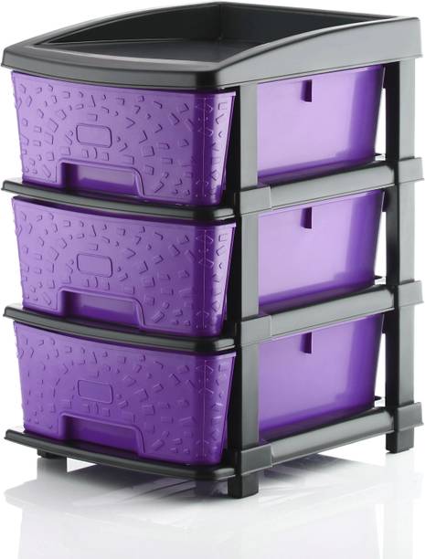 PALAK 3 Plastic Modular Transparent Drawer System for Home, Office, Hospital, Parlor Plastic Free Standing Chest of Drawers