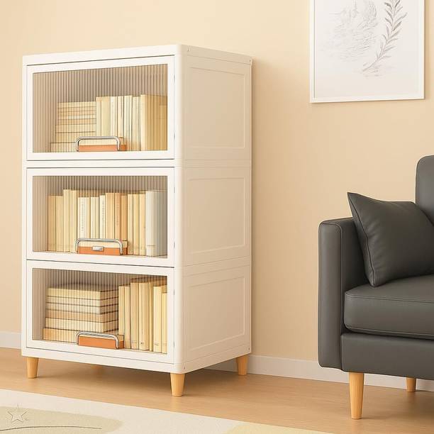 Evrum Evrum 3-Shelf Plastic Collapsible Cupboard PC Collapsible Wardrobe