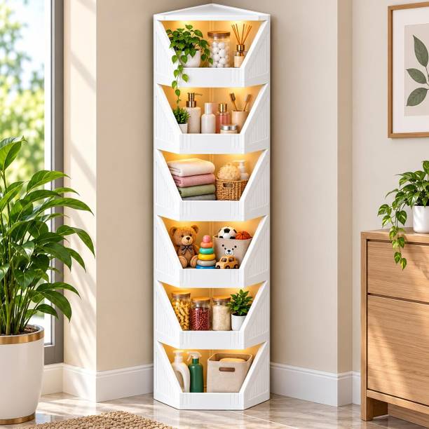 Urban Luxy URBAN LUXY CORNER CUPBOARD RACK Plastic Free Standing Cabinet