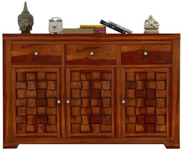 WOODSTAGE Sheesham Wood Sideboard Cabinet With Drawers Storage For Home/Living Room/Hall Solid Wood Free Standing Cabinet