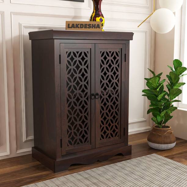Lakdesha Ganesham Signature Sheesham Wood Sideboard Cabinet with Two Shelf Solid Wood Free Standing Sideboard