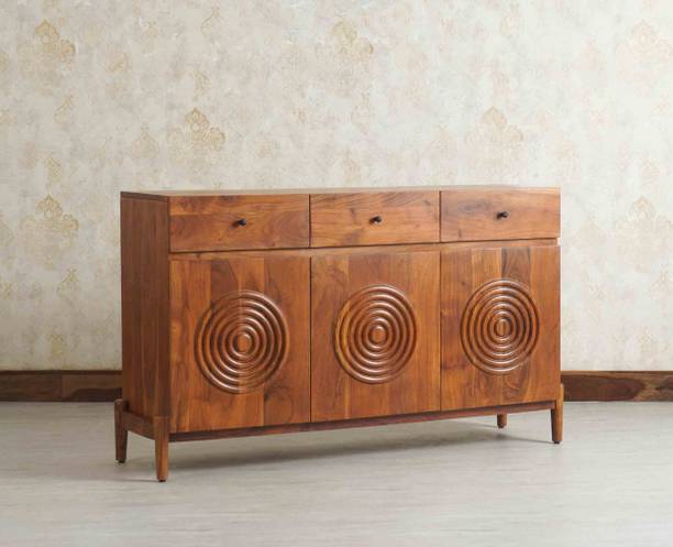 Woodefly Sideboard-3 door and 3 Drawer Solid Wood Free Standing Sideboard