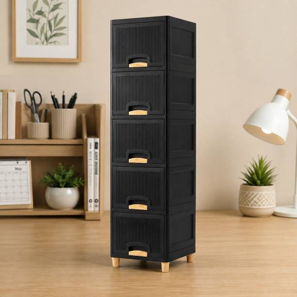 ZUDAZ Slim Tall Office Organizer Cabinet with Drawers and Practical Storage Plastic Crockery Cabinet