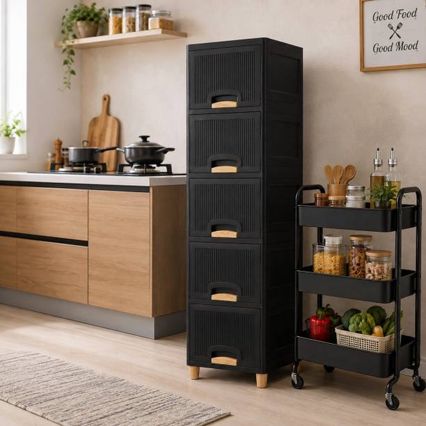 Viseman Freestanding Tall Utility Drawer Organizer for Compact Home Spaces Plastic Free Standing Sideboard